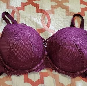 TORRID Lacey Padded Corset Front Purple Bra 44D